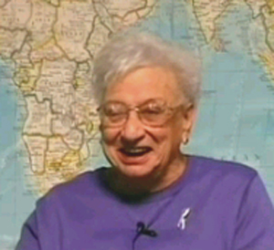 Photo of Lib Liberty being interviewed in 2002
